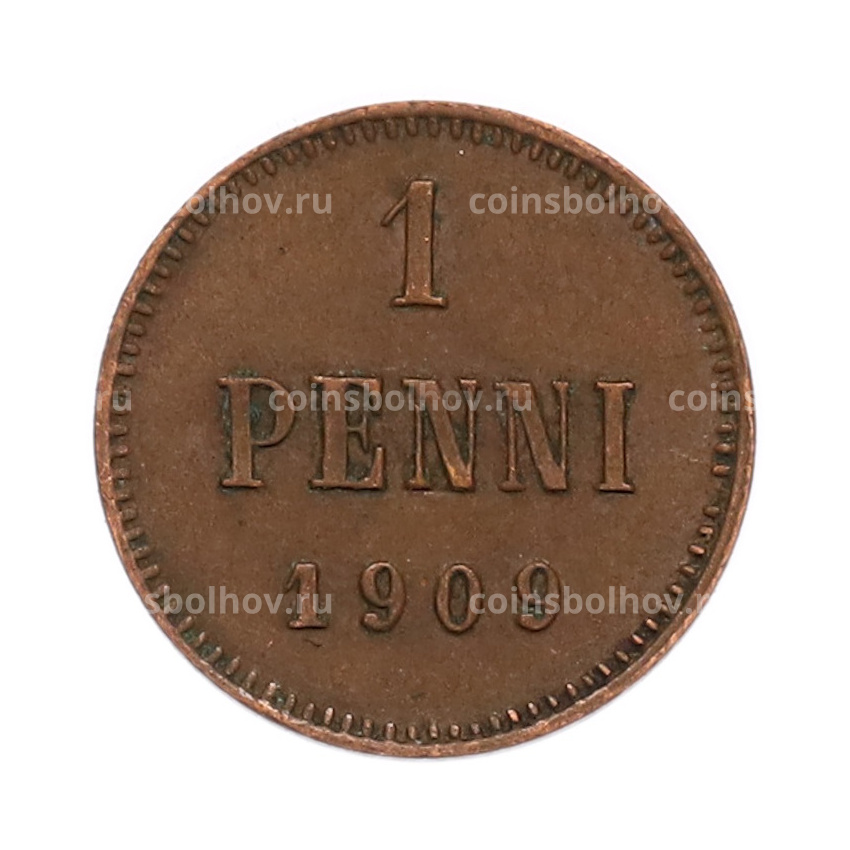 Монета 1 пенни 1909 года Русская Финляндия