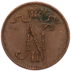 Монета 1 пенни 1909 года Русская Финляндия (реверс)