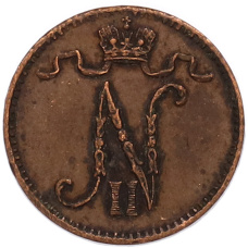 Монета 1 пенни 1909 года Русская Финляндия (реверс)