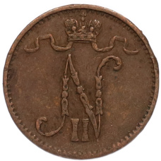 Монета 1 пенни 1906 года Русская Финляндия (реверс)