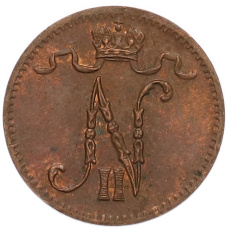 Монета 1 пенни 1916 года Русская Финляндия (реверс)