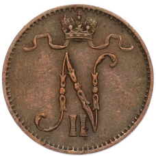 Монета 1 пенни 1907 года Русская Финляндия (реверс)