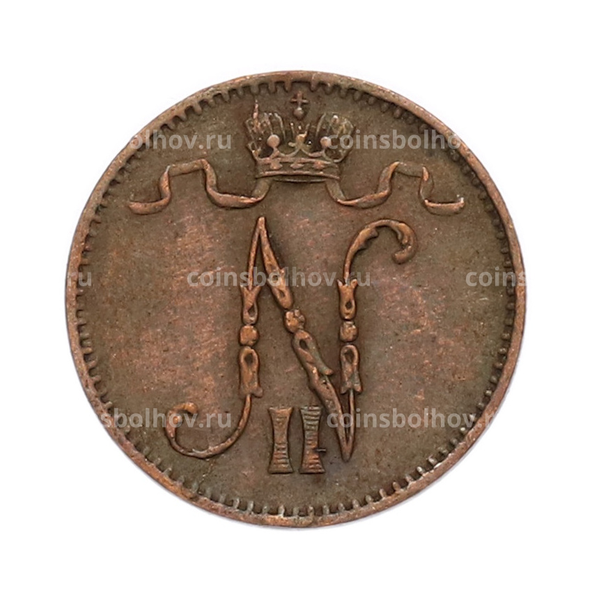Монета 1 пенни 1907 года Русская Финляндия (вид 2)