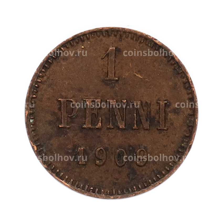 Монета 1 пенни 1909 года Русская Финляндия