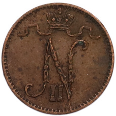 Монета 1 пенни 1909 года Русская Финляндия (реверс)