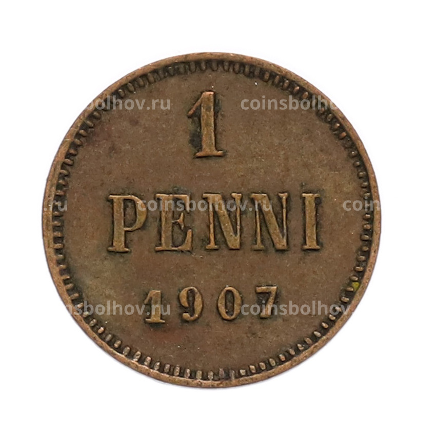 Монета 1 пенни 1907 года Русская Финляндия