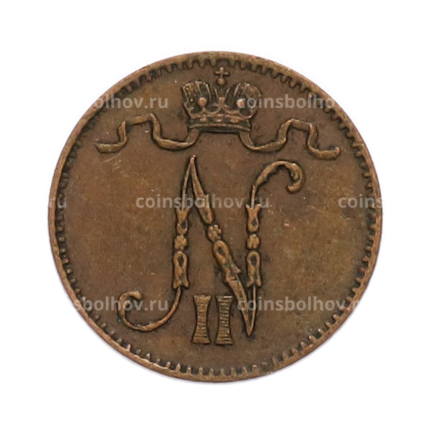 Монета 1 пенни 1907 года Русская Финляндия (вид 2)