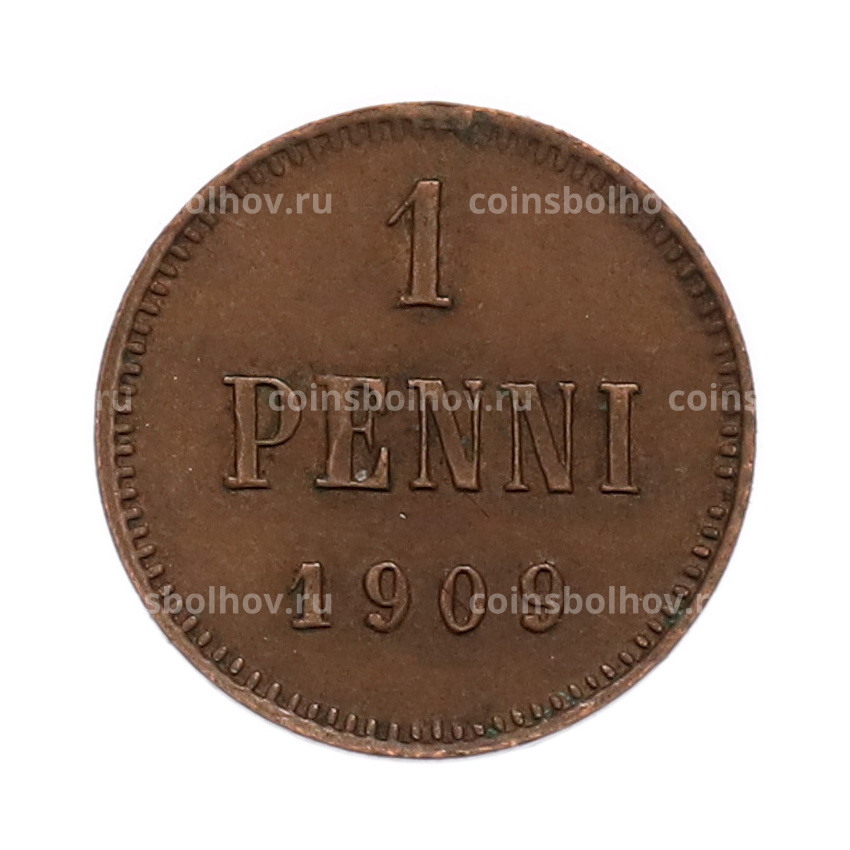 Монета 1 пенни 1909 года Русская Финляндия