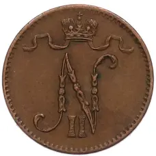 Монета 1 пенни 1909 года Русская Финляндия (реверс)