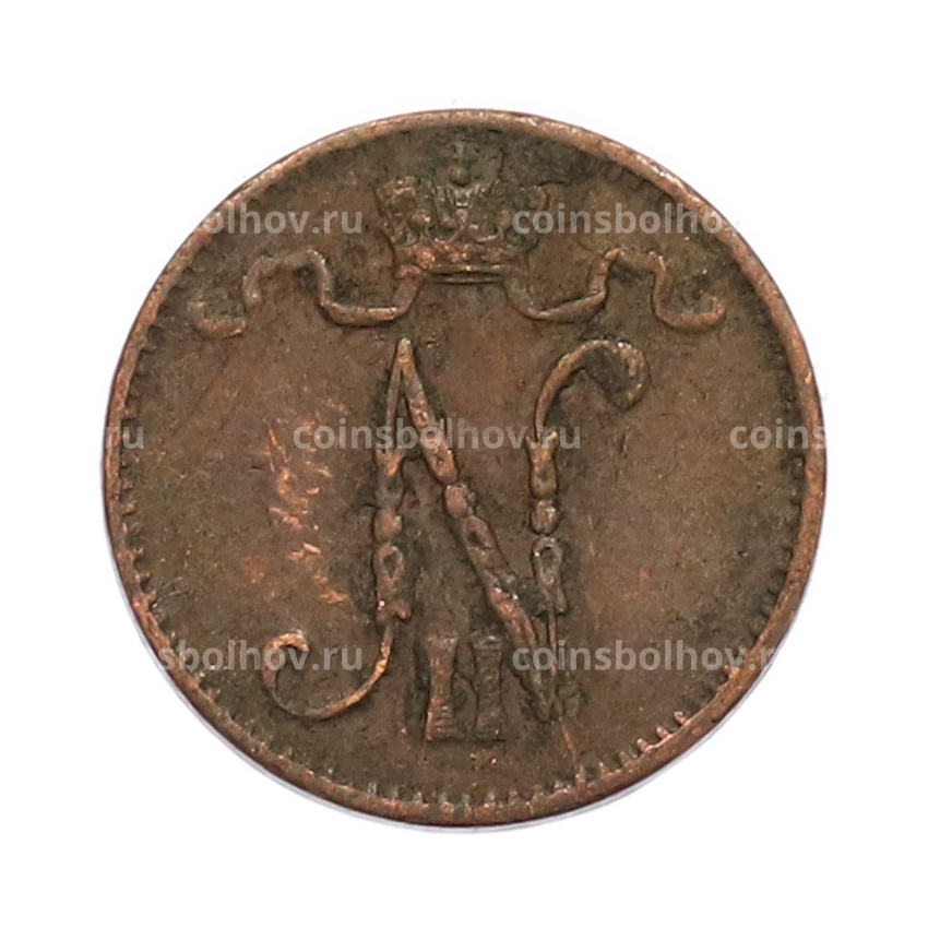Монета 1 пенни 1908 года Русская Финляндия (вид 2)