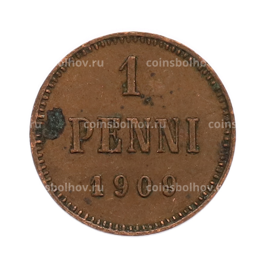 Монета 1 пенни 1909 года Русская Финляндия