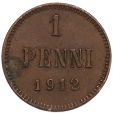 Монета 1 пенни 1912 года Русская Финляндия (аверс)