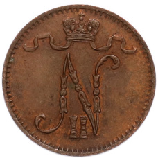 Монета 1 пенни 1901 года Русская Финляндия (реверс)