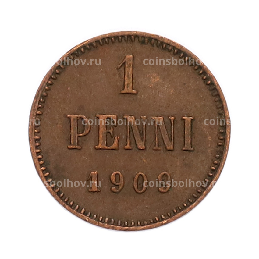 Монета 1 пенни 1909 года Русская Финляндия