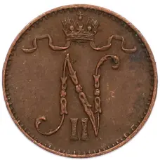 Монета 1 пенни 1909 года Русская Финляндия (реверс)