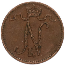 Монета 1 пенни 1907 года Русская Финляндия (реверс)