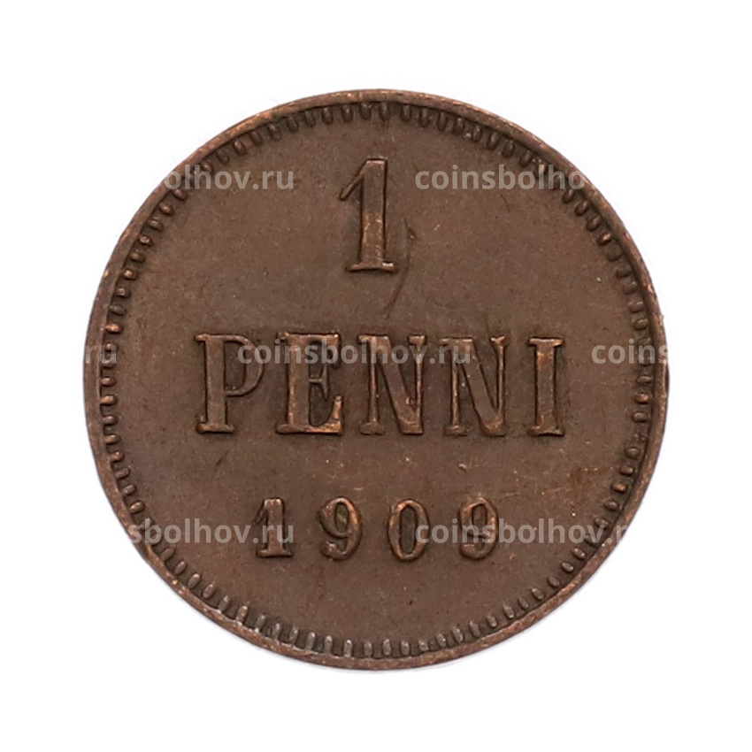 Монета 1 пенни 1909 года Русская Финляндия