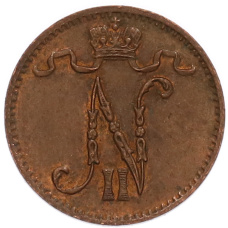 Монета 1 пенни 1913 года Русская Финляндия (реверс)