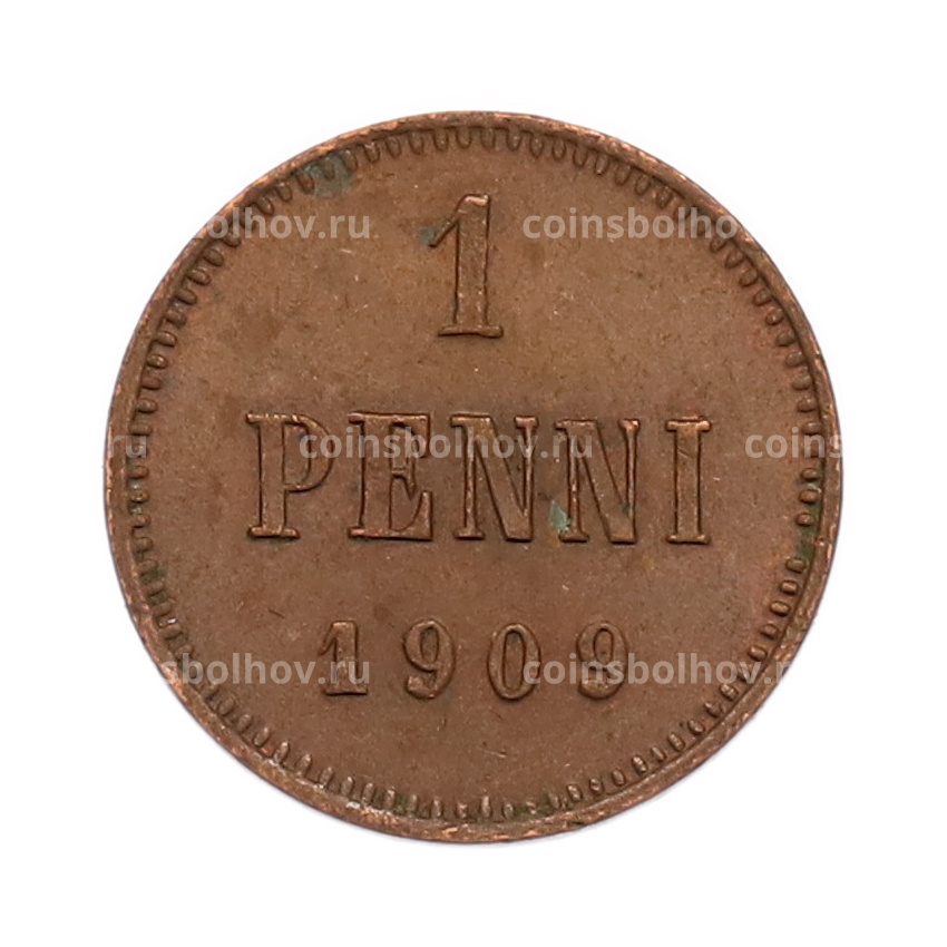 Монета 1 пенни 1909 года Русская Финляндия