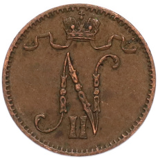 Монета 1 пенни 1911 года Русская Финляндия (реверс)