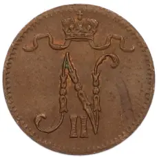 Монета 1 пенни 1916 года Русская Финляндия (реверс)