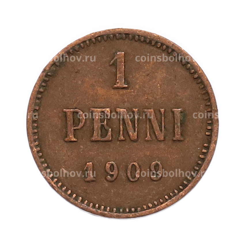 Монета 1 пенни 1909 года Русская Финляндия