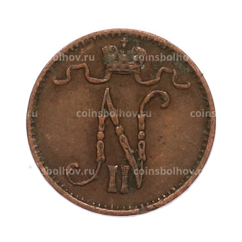 Монета 1 пенни 1909 года Русская Финляндия (вид 2)