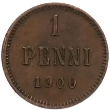Монета 1 пенни 1900 года Русская Финляндия (аверс)