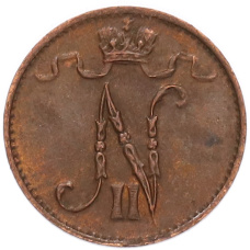 Монета 1 пенни 1915 года Русская Финляндия (реверс)