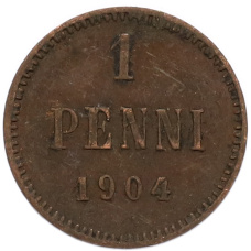 Монета 1 пенни 1904 года Русская Финляндия (аверс)