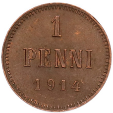 Монета 1 пенни 1914 года Русская Финляндия (аверс)