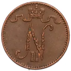 Монета 1 пенни 1914 года Русская Финляндия (реверс)