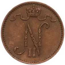 Монета 1 пенни 1913 года Русская Финляндия (реверс)