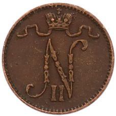 Монета 1 пенни 1909 года Русская Финляндия (реверс)