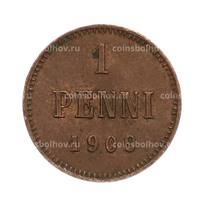 Монета 1 пенни 1909 года Русская Финляндия