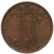 Монета 1 пенни 1909 года Русская Финляндия (реверс)