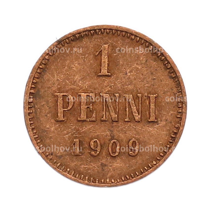 Монета 1 пенни 1909 года Русская Финляндия