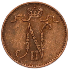 Монета 1 пенни 1909 года Русская Финляндия (реверс)