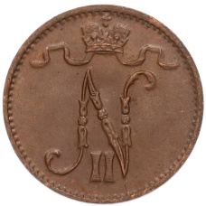 Монета 1 пенни 1915 года Русская Финляндия (реверс)