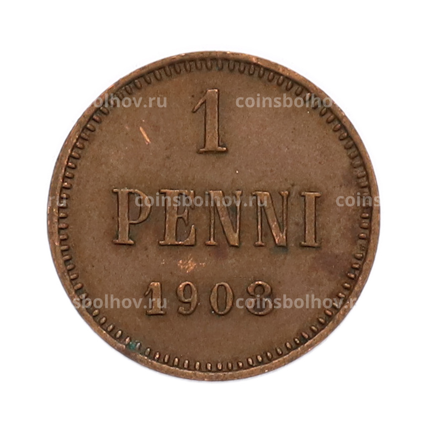 Монета 1 пенни 1908 года Русская Финляндия