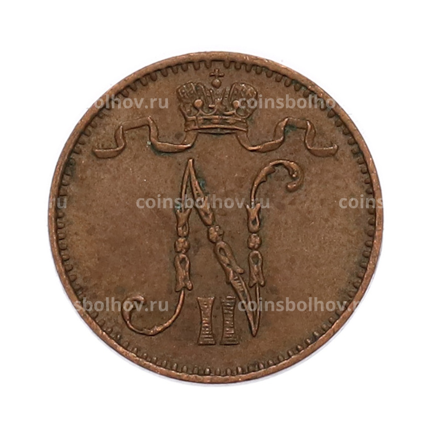 Монета 1 пенни 1908 года Русская Финляндия (вид 2)