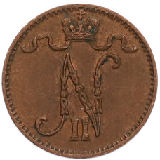 Монета 1 пенни 1913 года Русская Финляндия (реверс)