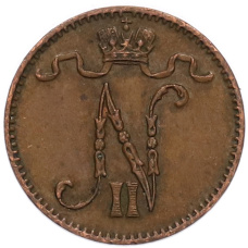 Монета 1 пенни 1915 года Русская Финляндия (реверс)