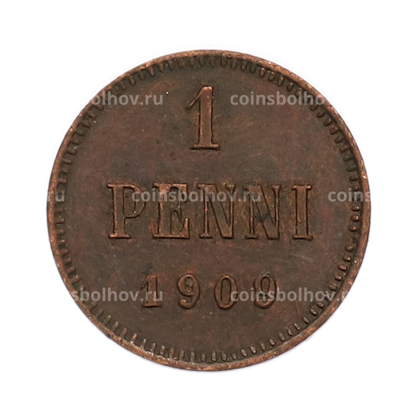 Монета 1 пенни 1909 года Русская Финляндия