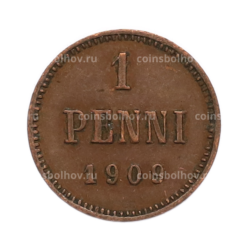 Монета 1 пенни 1909 года Русская Финляндия