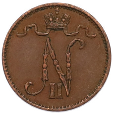 Монета 1 пенни 1909 года Русская Финляндия (реверс)