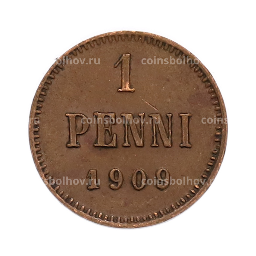 Монета 1 пенни 1909 года Русская Финляндия