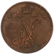 Монета 1 пенни 1912 года Русская Финляндия (реверс)