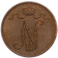 Монета 1 пенни 1900 года Русская Финляндия (реверс)