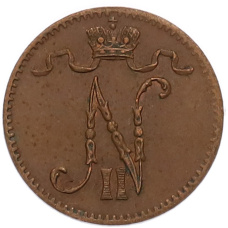 Монета 1 пенни 1916 года Русская Финляндия (реверс)